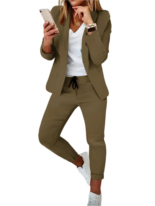 Kvinders Blazer Sæt Elegant Uldmix-1