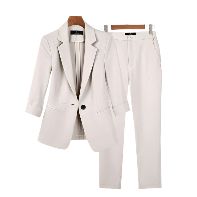 Dame Blazer Sæt Elegant Design Skræddersyet Polyester Viskose-1