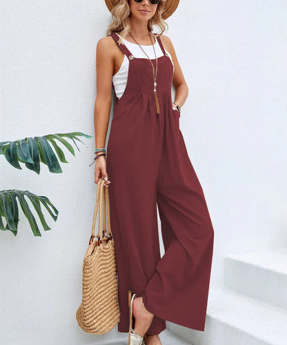 Kvinders Jumpsuit Løs Design Kvalitetsmix af Bomuld og Hør-2