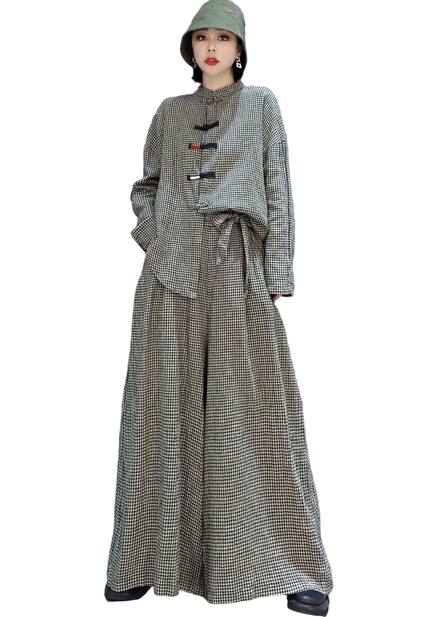 Dame 2-delt Outfit med Plaid Design 0