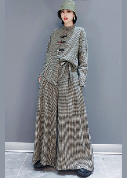 Dame 2-delt Outfit med Plaid Design 1