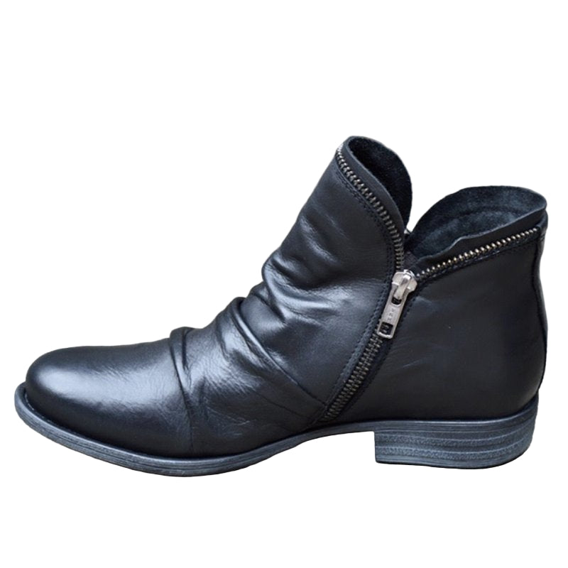 Dame Ankelstøvler med Lynlås og Flæsedesign 0