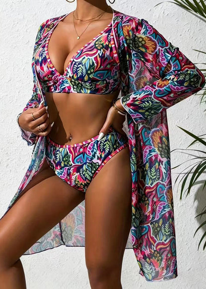 Dame Badetøj Tre-delt Sæt med Boheme Print 4