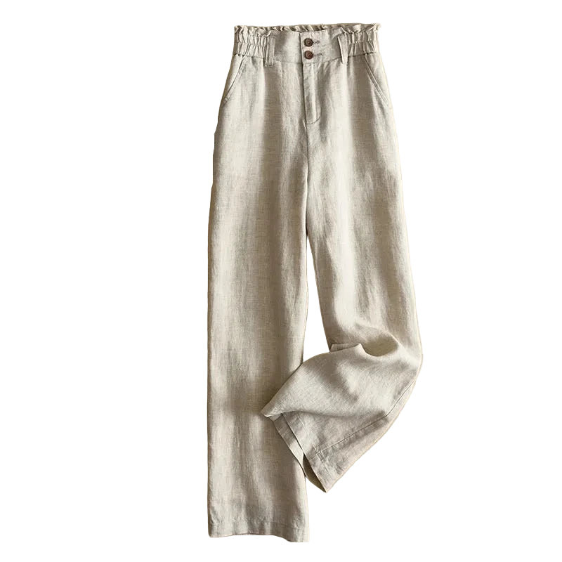 Dame Baggy Bukser Høj Talje Elastisk Bredbenet 0