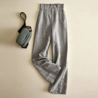 Dame Baggy Bukser Høj Talje Elastisk Bredbenet 2