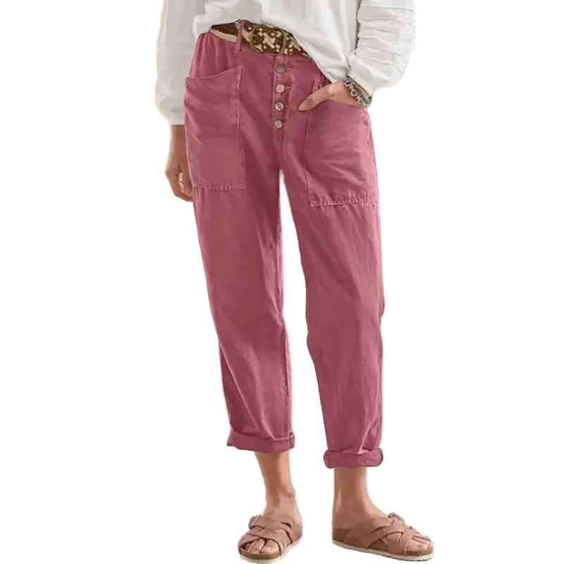 Dame Baggy Bukser Oversize Linned Med Lommer 0