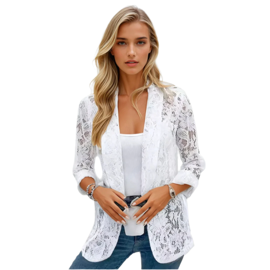Dame Blazer Jakke Elegant Letvægts Blonde Design 0