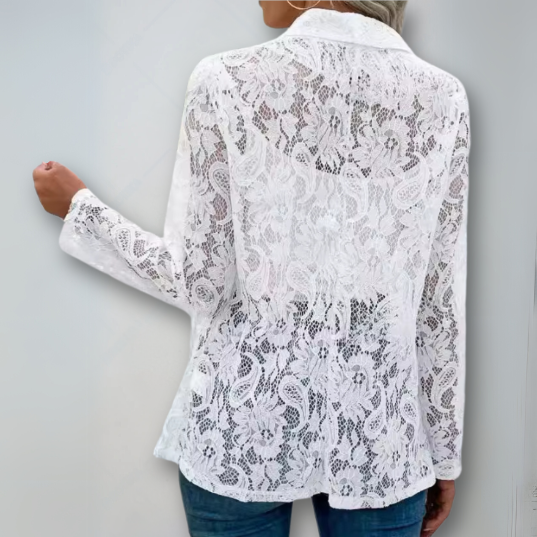 Dame Blazer Jakke Elegant Letvægts Blonde Design 2