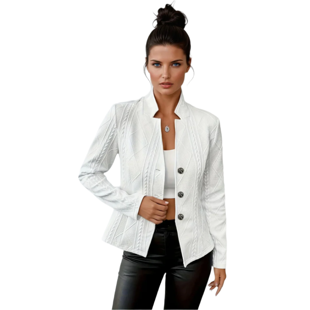 Dame Blazer Jakke Langærmet Strikket Rayon Polyester Spandex 0