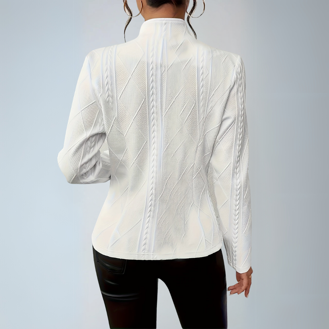 Dame Blazer Jakke Langærmet Strikket Rayon Polyester Spandex 1