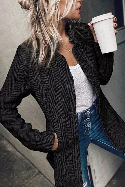 Dame Blazer Jakke med Lommer og Krave - Moderne Snit til Kontor og Sociale Arrangementer 1