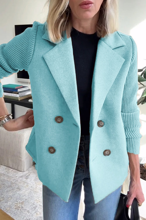 Dame Blazer Strikkede Ærmer Chic 10
