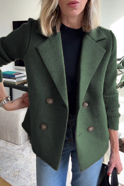 Dame Blazer Strikkede Ærmer Chic 11