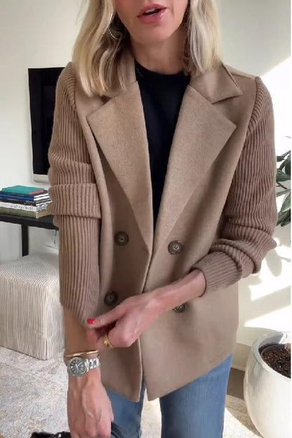 Dame Blazer Strikkede Ærmer Chic 2