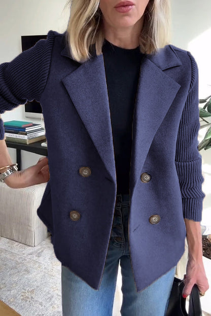 Dame Blazer Strikkede Ærmer Chic 8