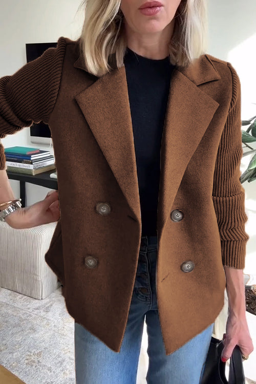 Dame Blazer Strikkede Ærmer Chic 9