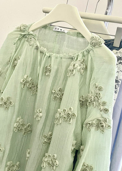 Dame Blomstret Chiffon Bluse med O-hals Plus Size 2