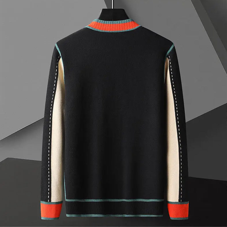 Dame Cardigan Geometrisk Strik Med Knaplukning 2