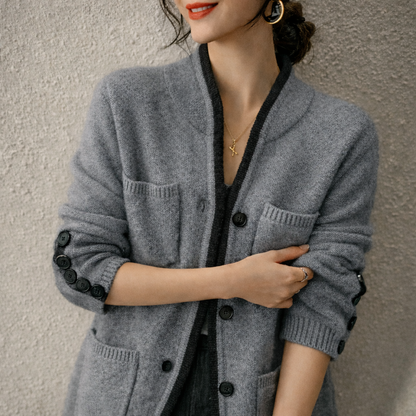 Dame Cardigan med Draperet Design 5