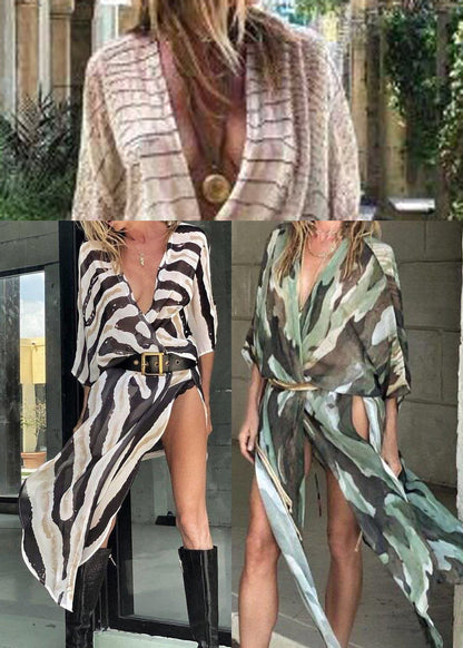 Dame Cardigan med Zebramønster og Asymmetrisk Design 4