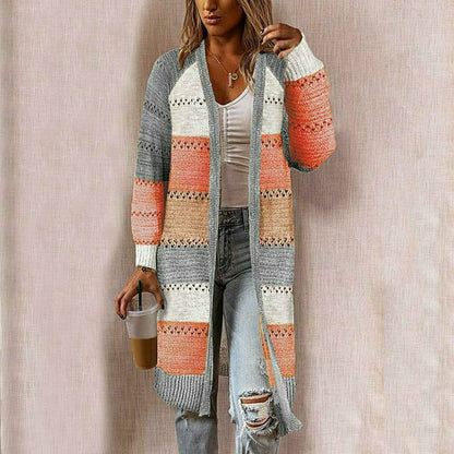 Dame Casual Cardigan Stribet Design til Lag-på-Lag Styling 2