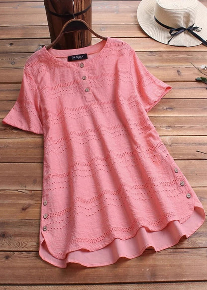 Dame Casual Top med Broderi og Patchwork 1