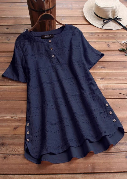 Dame Casual Top med Broderi og Patchwork 2