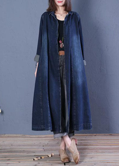 Dame Denim Trenchcoat med Peter Pan Krave 1