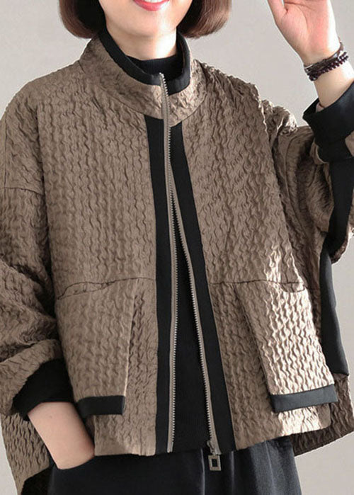 Dame Frakke Med Patchwork Lommer Fashionable Design 1