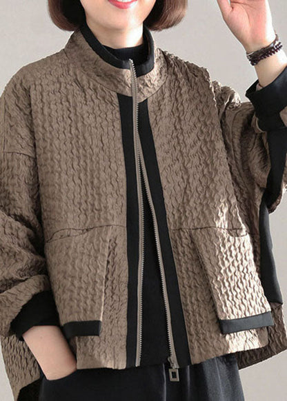 Dame Frakke Med Patchwork Lommer Fashionable Design 1