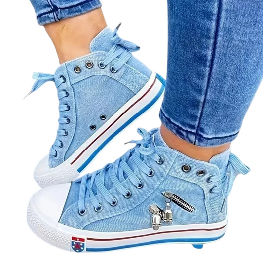 Dame Hi-Top Sneakers i denimstil 0