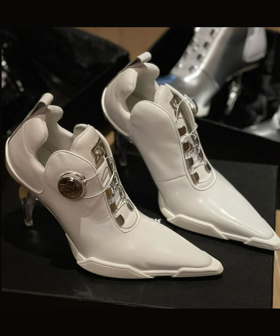 Dame Højhælede Støvler Spidse Tå Moderne Design 3