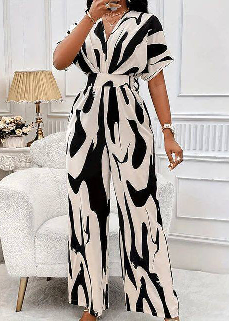 Dame Jumpsuit Med Elastisk Talje Print Moderne Design 1