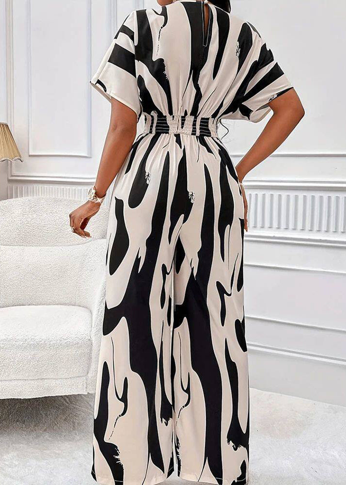 Dame Jumpsuit Med Elastisk Talje Print Moderne Design 4