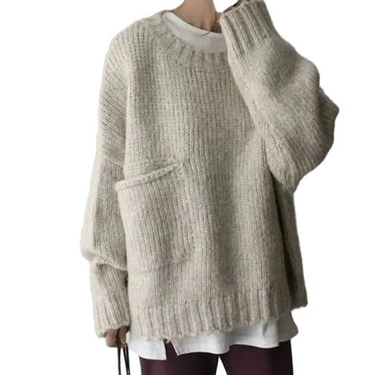 Dame Oversize Sweater med Lomme 0