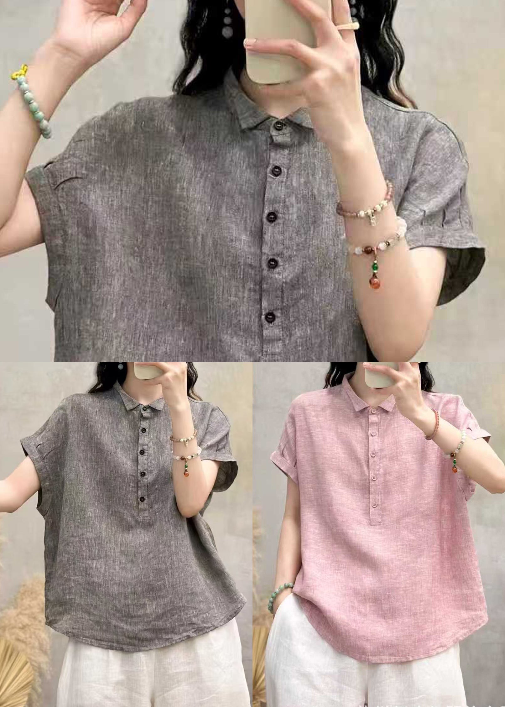 Dame Oversized Bluse med Peter Pan Krave 4