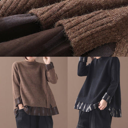 Dame Oversized Strikket Sweater med O-Hals 4