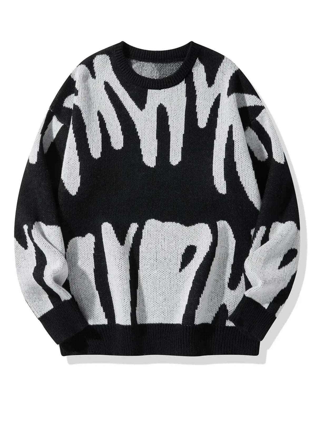 Dame Oversized Striktrøje med Abstrakt Mønster 1