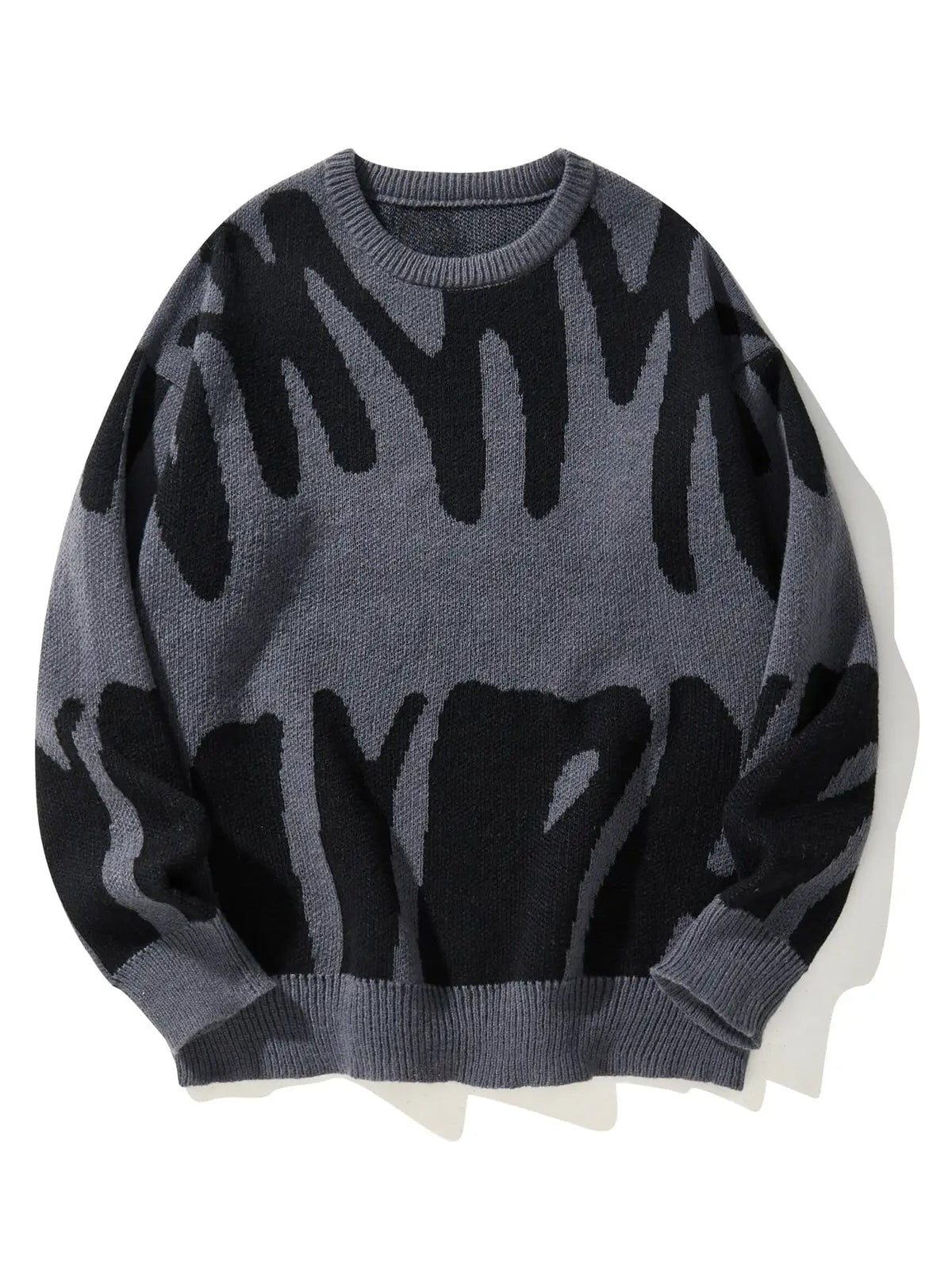 Dame Oversized Striktrøje med Abstrakt Mønster 2