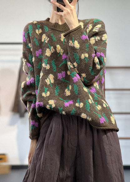 Dame Oversized Striktrøje med O-hals 1