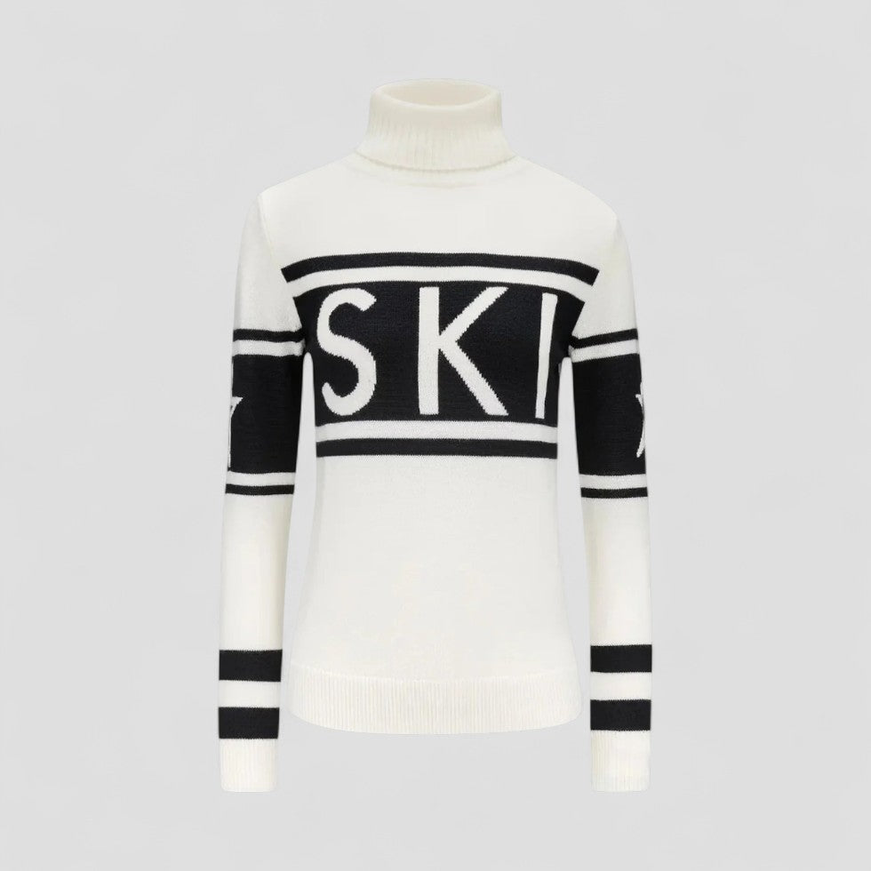 Dame Rullekrave Ski Jumper Med Moderne Grafik 1