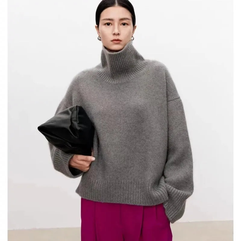 Dame Rullekrave Sweater Klassisk Stil 2
