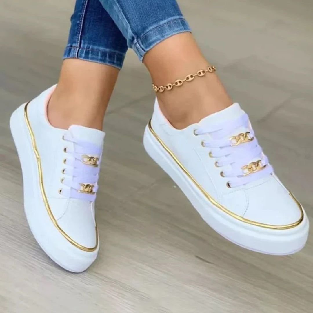 Dame Sneakers med Guldaccent 3
