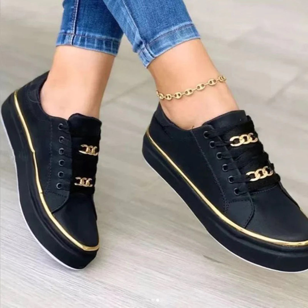 Dame Sneakers med Guldaccent 4