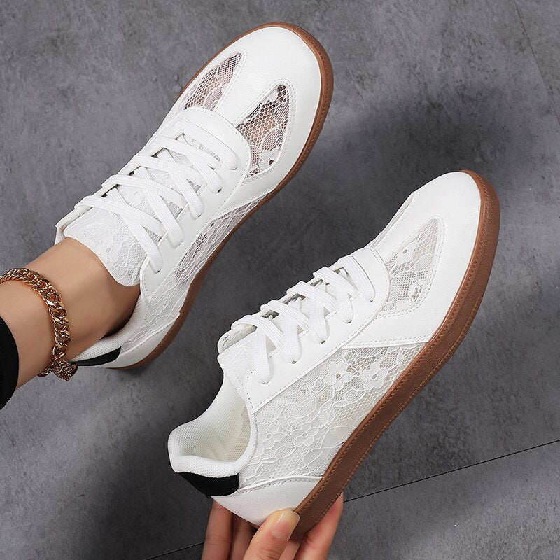 Dame Sneakers med Snørebånd Sporty Stil 0