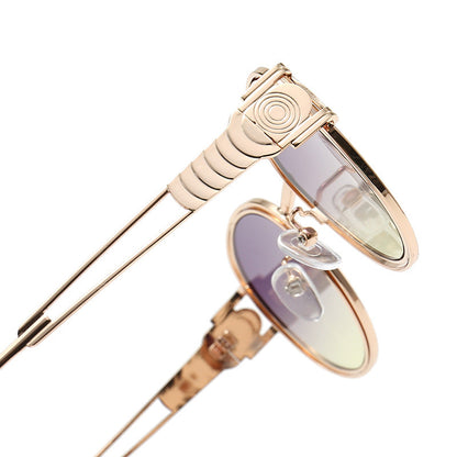 Dame Solbriller Runde Metalstel Moderne Design med UV-Beskyttelse 3
