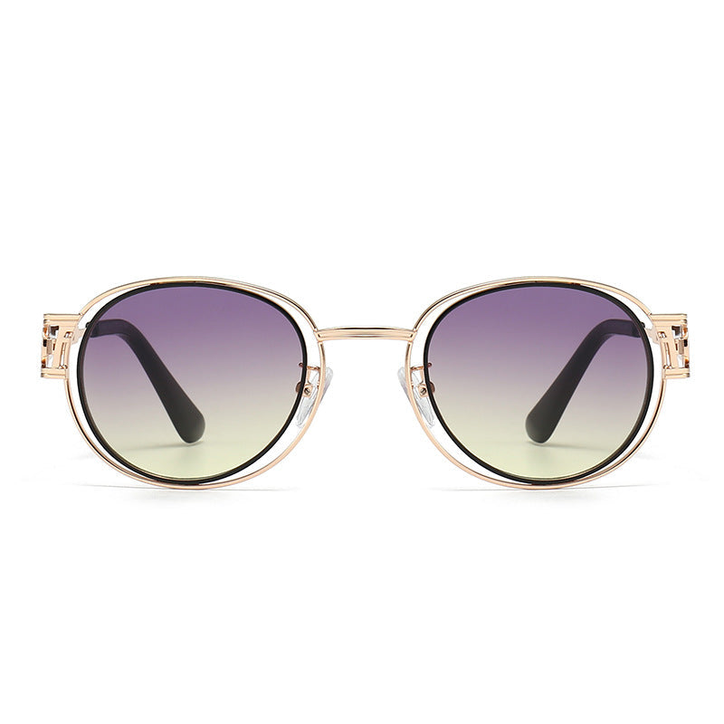 Dame Solbriller Runde Metalstel Moderne Design med UV-Beskyttelse 4