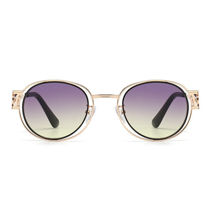 Dame Solbriller Runde Metalstel Moderne Design med UV-Beskyttelse 4