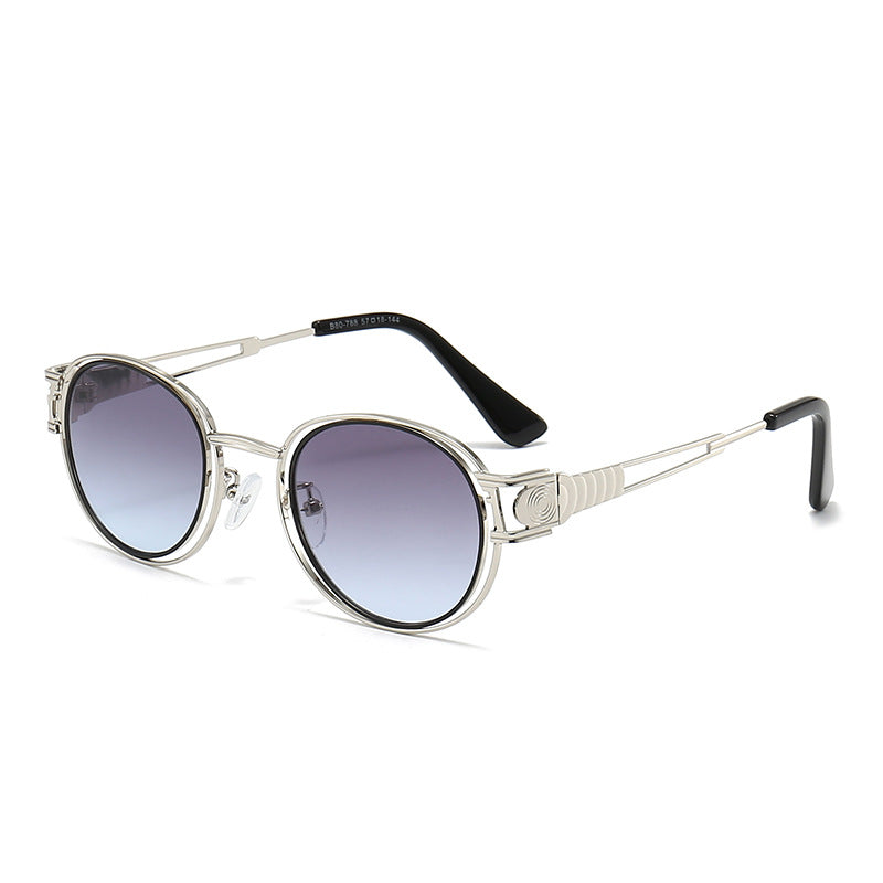 Dame Solbriller Runde Metalstel Moderne Design med UV-Beskyttelse 7