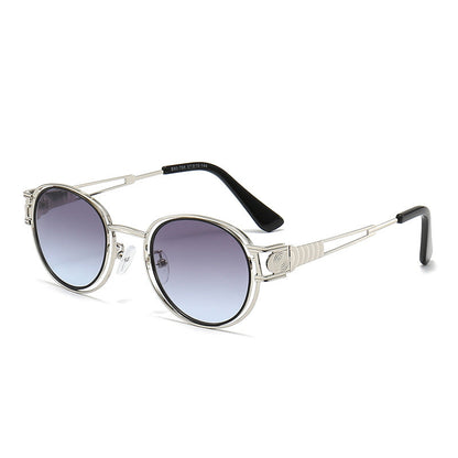 Dame Solbriller Runde Metalstel Moderne Design med UV-Beskyttelse 7